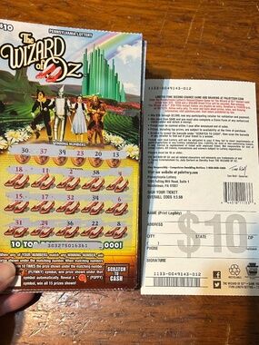50 Used Losing Wizard of Oz Lottery Scratch Off Tickets